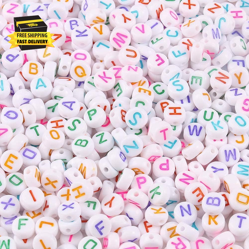 Acrylic Letter Beads Alphabet Colorful Letter White Cube Beads for Friendship Br