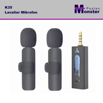 K35 Kabelloses Ansteckmikrofon Wireless Lavalier Mikrofon 3,5mm Anschluss