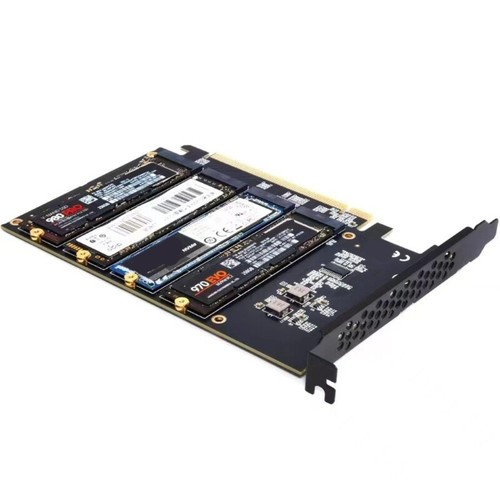 Internal 4 Port PCIE X16 to M.2 NVME Controller Card for Desktop Support SSDs - Photo 5/8