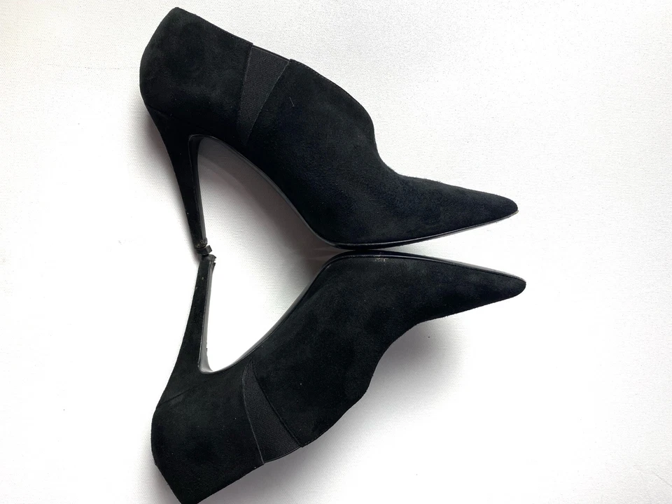 Tamara Mellon Black Suede D’Orsay Point Toe Pumps Heels Sz 37.5 - Image 3 of 4