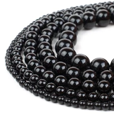 Natural Black Onyx Beads Round Smooth 15” Strand Loose 4mm 6mm 8mm 10mm 12mm