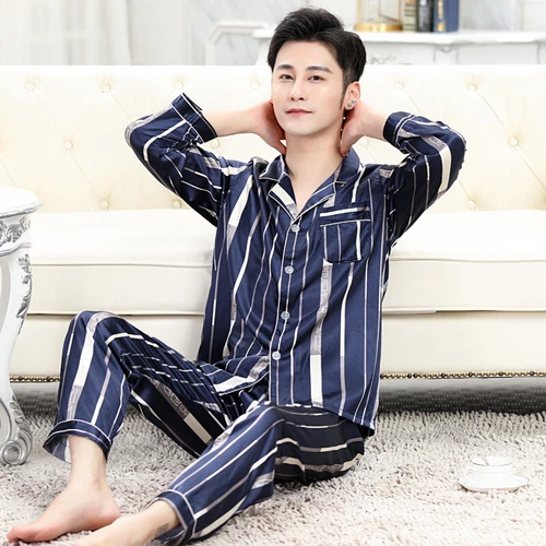 Luxus Herren Seide Satin Pyjama Set Weich Pyjama Langarm Nachtwäsche Loungewear - Bild 70 von 74