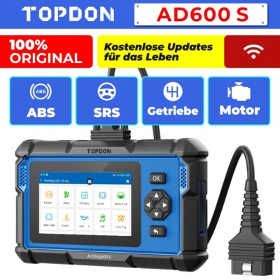 TOPDON AD600S 2.0 Profi KFZ OBD2 Diagnosegerät Deutsch 4System 9Services CAN-FD
