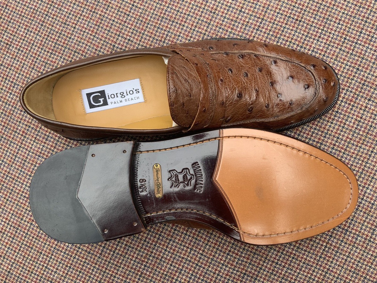 GIORGIO’S OF PALM BEACH GENUINE OSTRICH BLACK LOAFERS HANDMADE IITALY 10.5 NEW Black Ostrich Laced Loafer - Goodyear-welted Soles – ADORSI main image 4