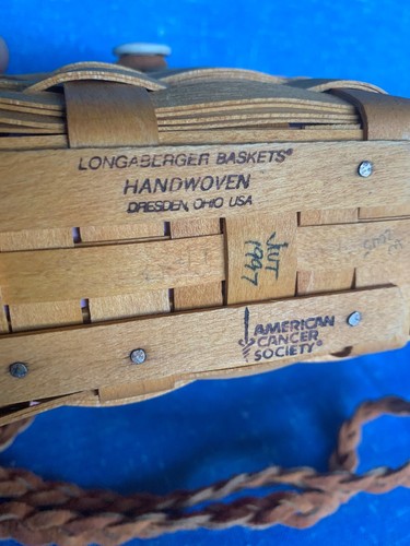 Vintage LONGABERGER BASKET Signed American Cancer Society Crossbody Purse ❤️m13 - Picture 7 of 12
