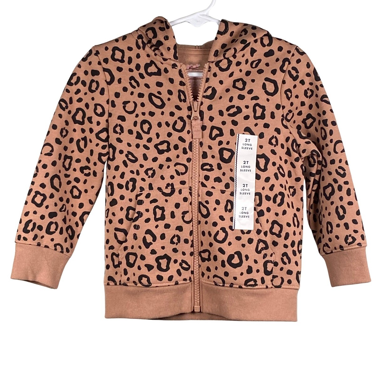 Cat Jack Leopard Print Zip Up Hoodie Jacket Long Sleeve Size 2T