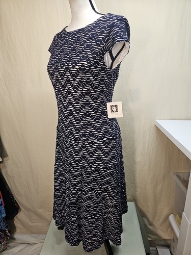 Anne Klein Dress Black Ruffled Cap Sleeve Stretch Shift Sheath Midnight Blue 6 - Picture 2 of 5