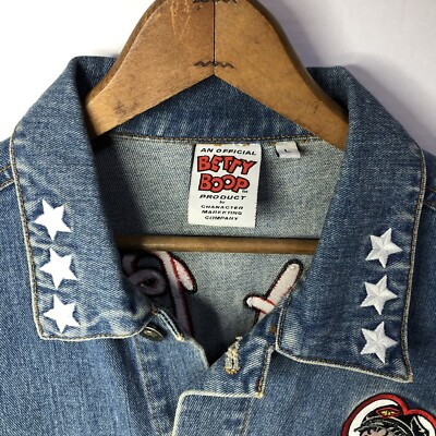 Betty Boop Women's Large Denim Jacket Motorcycle 2008 King