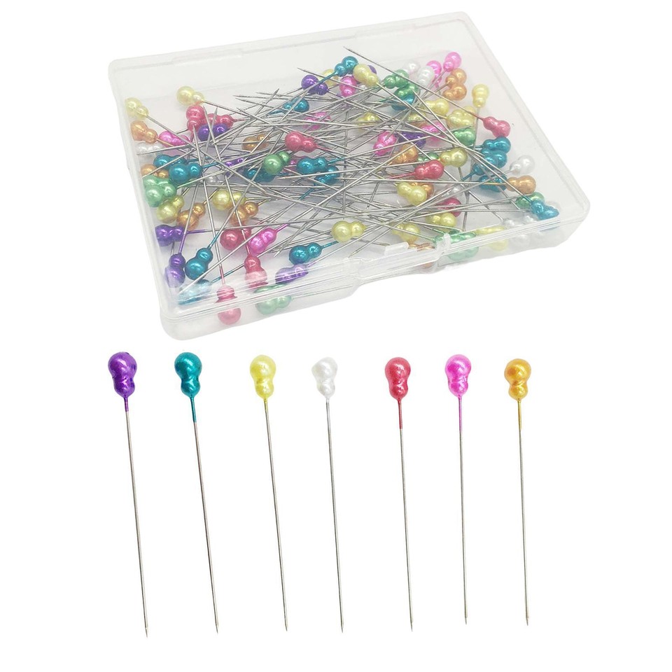 100 Pieces Colorful Pearl Head Straight Pins Sewing Pins for Dressmaker