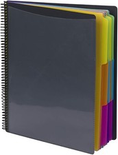 24 Pocket Poly Project Organizer, Letter Size, 1/3-Cut tab, Gray with Bright Col