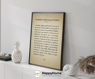 Florence Nightingale Pledge Wall Art Graduation Honoring Nurses Art Prints -P569