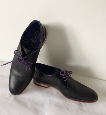 EUC TED BAKER LONDON mens FUSSEL shoes BLACK LEATHER 44 US 11