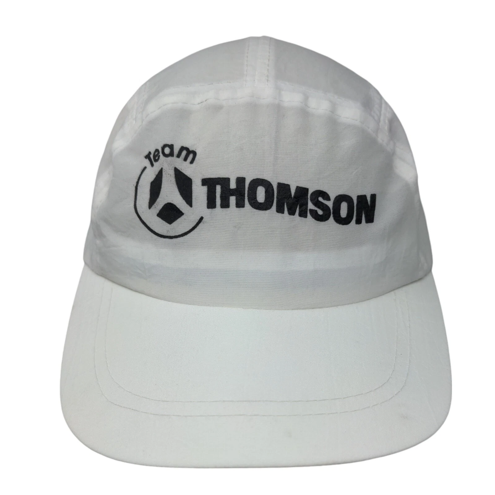 Vintage Team Thompson Slideback 5 Panel Hat White Graphic Logo Adjustable OSFA