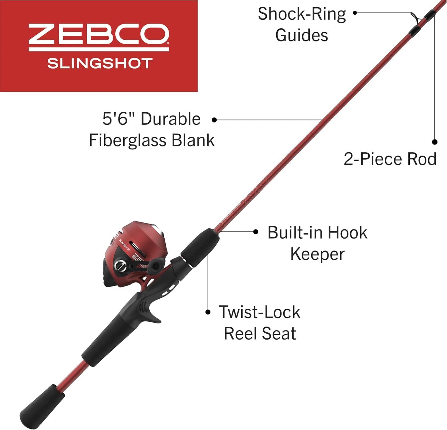 Zebco Slingshot Spincast Reel and Fishing Rod Combo, 5-Foot 6-Inch