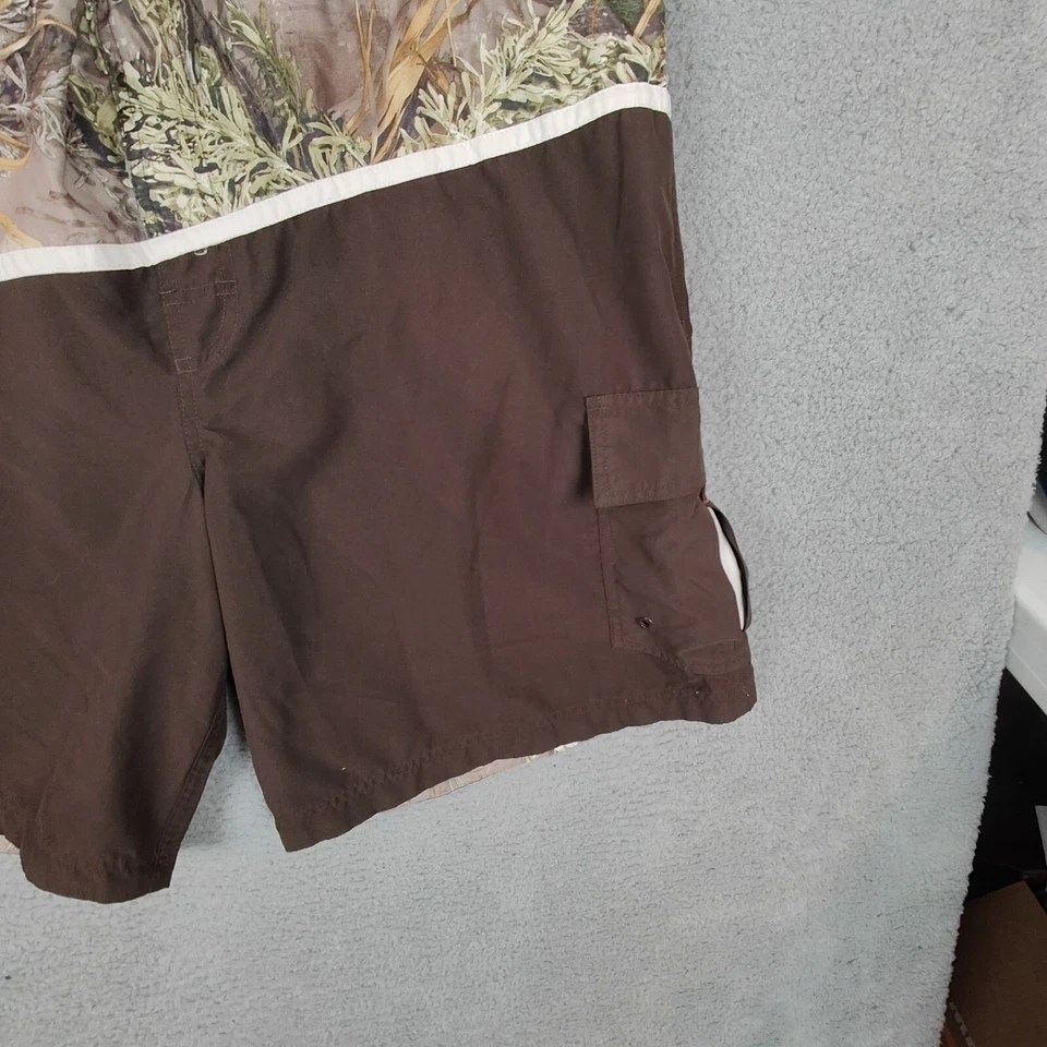 Shorts de praia Realtree masculino 44 ajuste marcado como XL *Veja fotos camuflado marrom baús de natação - Imagem 4 de 4