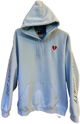Riot Society Pullover Hoodie Embroidered Broken Heart Baby Blue Size XL  Unisex