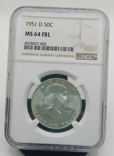1951 D Franklin Half Dollar NGC MS64 FBL #0500