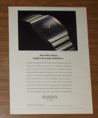 Rare Advertising Vintage RADO DIASTAR ANATOM Watch 1991