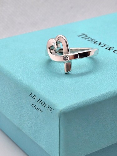 Tiffany & Co Sterling Silver Paloma Picasso Diamond Loving Heart Ring Size 6.75 - Picture 6 of 10