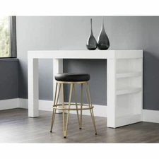 New Aime Bar Stool Swivel 29-inch Counter Stool Black Leather Metal FLE27