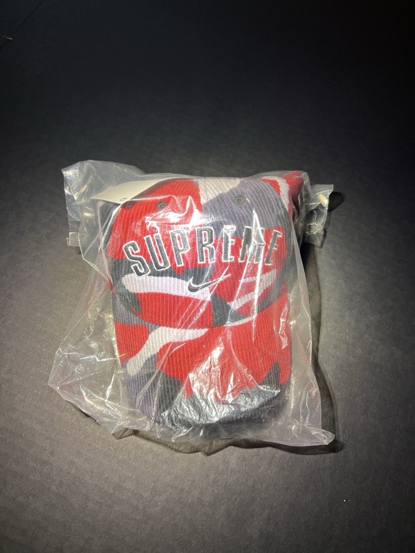 Supreme X Nike Arc Corduroy 6 Panel Cal Hat Red Urban Camo