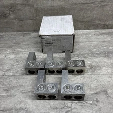 QTY 5 Burndy K11A34U-2 Universal 2 Conductor 2 Hole Lug 4/0 - 500kcmil 1/4” Stud