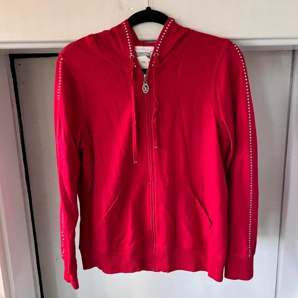 De colección Christine Alexander Relajado Rojo Cremallera Completa Sudadera con Capucha Chaqueta Deslumbrante Talla M Foto 2 de 4