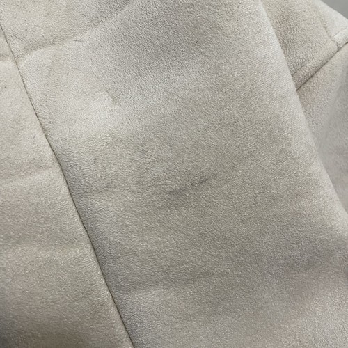 LL Bean Sherpa Lined Faux Suede White Shearling Jacket Women’s Petite Large - Picture 7 of 11