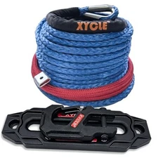10" (254mm) Synthetic Rope Towing Winch Aluminum Cable 3/8" x 90Ft Blue & Black