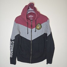 Universal Studios Harry Potter HOGWARTS Tri Color Hooded Zip Sweatshirt L Read