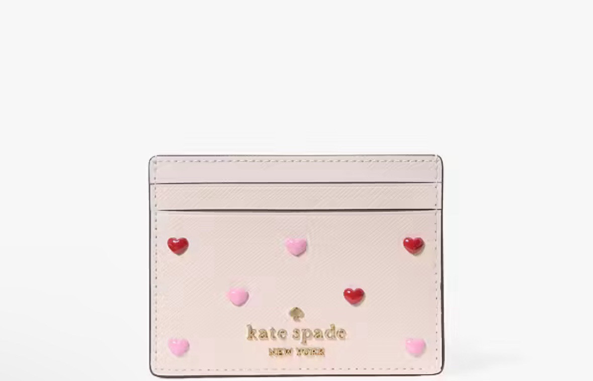【Kate Spade】Boxed Madison Heart Studs Card Holder 国内発送 Kate Spade Boxed Madison Heart Studs Small Slim Card Holder