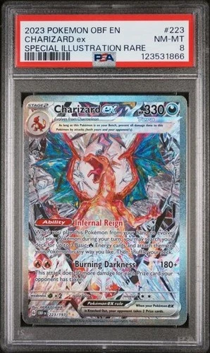PSA 8 - CHARIZARD EX  SPECIAL ILLUSTRATION -  2023 - 223/197 - OBSIDIAN FLAMES