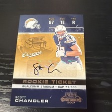 Scott Chandler 2007 Donruss Rookie Autographed Card #218. San Diego Chargers.