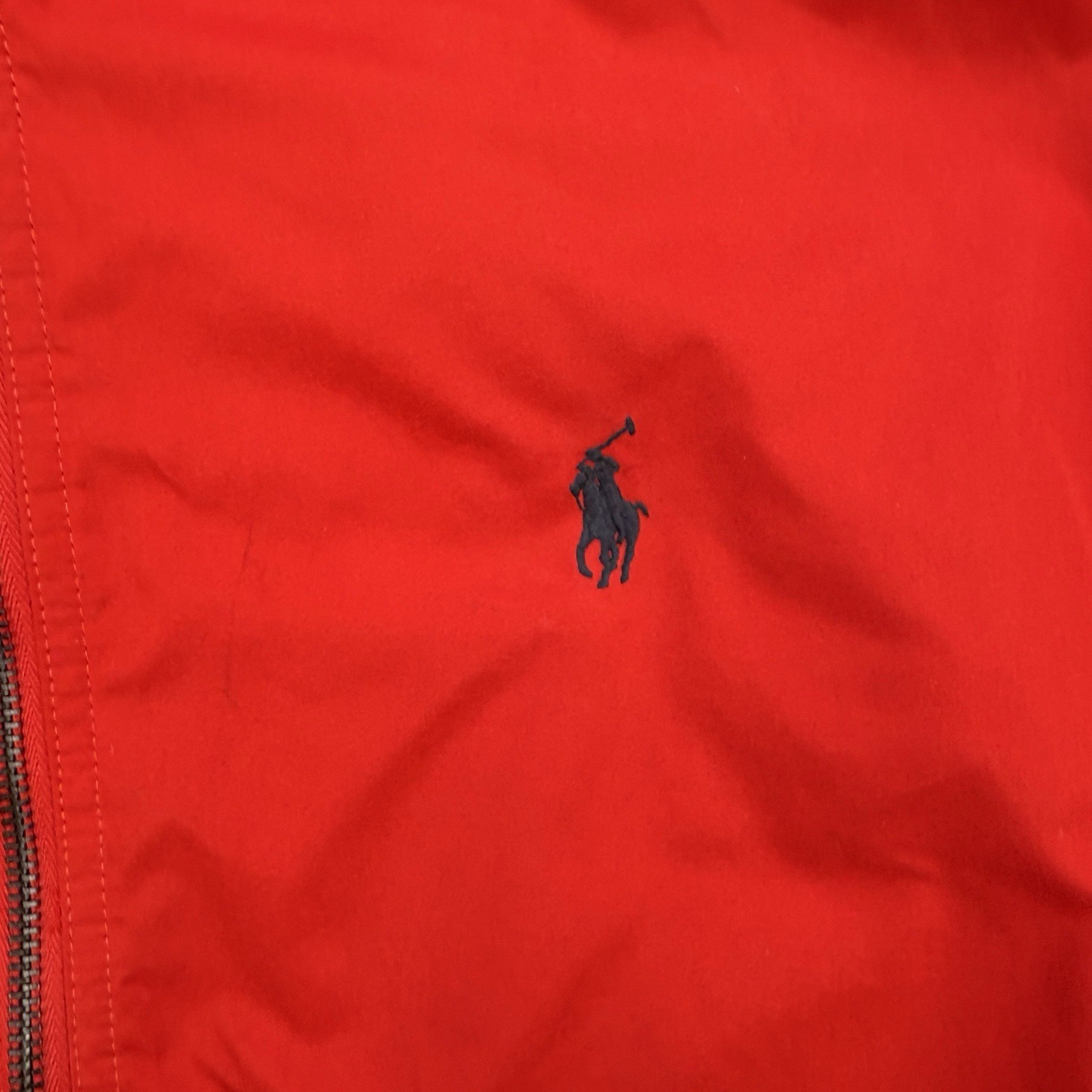 Giacca Vintage Polo Ralph Lauren Uomo Grande Rosso Pack Away Y2K Cappuccio Pony Fleece