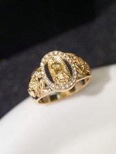 Gold Virgin Mary Cubic Zirconia Ring For Women Size 6 7 8 9 10