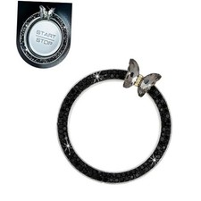 Bling Push Start Button Cover, Sparkling Butterfly Car Engine Start Stop Black