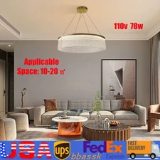 Modern Ceiling Light Dimmable Chandelier Round Glass Gold LED Hanging Light