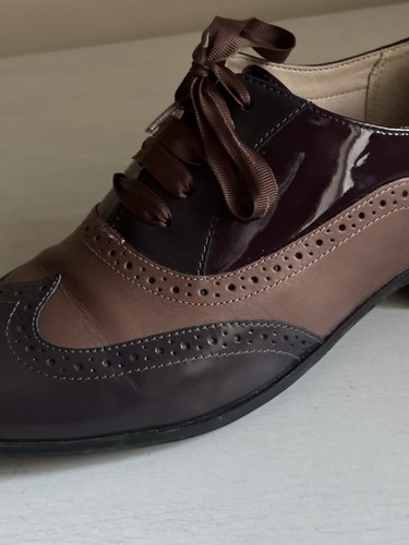 CLARKS NARRATIVE Purple Tan HAMBLE OAK Leather BROGUES UK 6E WIDE Ribbon Lace - Picture 7 of 14