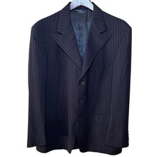 VTG Polo Ralph Lauren Blazer Mens 42R Navy Blue Pinstripe Made in USA