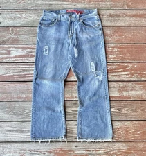Vintage JNCO Premium Jeans Mens 34x30 Fletcher Boot Cut Low Rise Distressed 90s