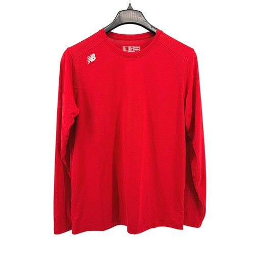 New Balance Performance Shirt Mens Large Pre-Owned LS Red NB Dry Athletic Crew