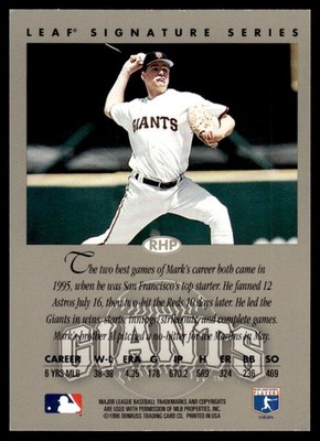 1996 Leaf Signature Series Autographs Gold Mark Leiter Auto San