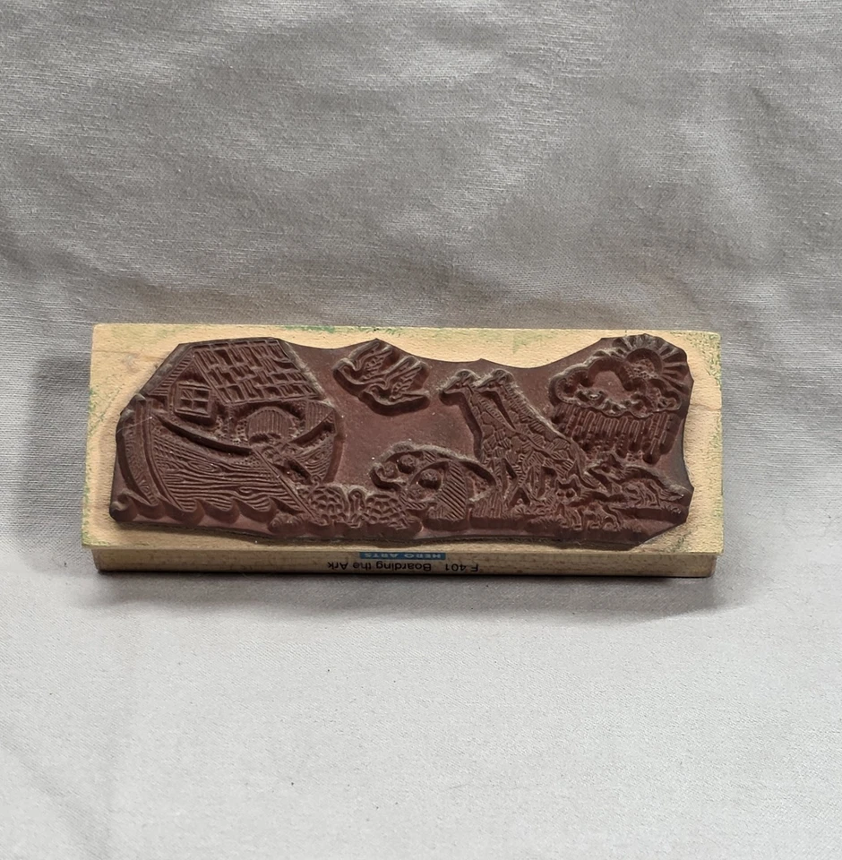 Hero Arts Boarding The Ark Wood Base Rubber Stamp 1993 GUC Religious Faith Bible - Image 2 of 4