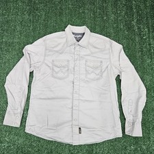 Wrangler Retro Premium Western Pearl Snap Shirt Gray Long Sleeve Size Large