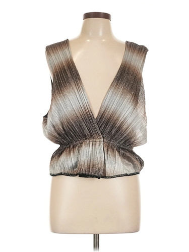 Let Me Be Women Silver Sleeveless Blouse L
