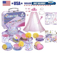 Tea Party Set for Little Girls, Princess Tea Time Toy with Food Sweet Treats ...