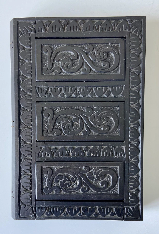 Finely, Ornately Carved Victorian Anglo-Indian Ebony Puzzle Box / Secret Storage - Image 2 of 4