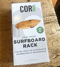 SURFBOARD RACK-COR SURF DARK WOOD-NEW IN OPEN BOX-SNOWBOARDS,WAKEBOARDS -NICE