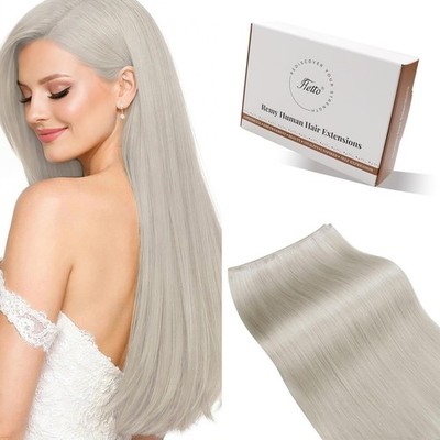 Tressen Echthaar Platinblond  Weft Extensions für Professionelle Haarverdicht...