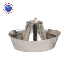 Stainless Steel Pet Fountain Encourages Hydration Dual Filtration PetSafe Odors